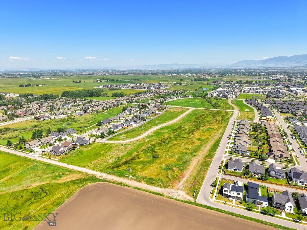 Aerial view of Meadow Bridge homesites and surrounding south Bozeman neighborhood